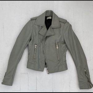 Balenciaga light Grey Silver Moto Leather Jacket💙